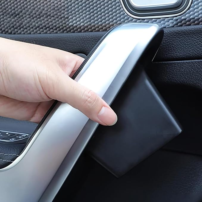 Door Handle Storage Box for Mercedes A-Class CLA A180L A200L | Pocket Organizer for A180L A200L 2019-2026 and CLA 2021-2025 Front/Rear Doors; ABS plastic, anti-slip pad, 2pcs set