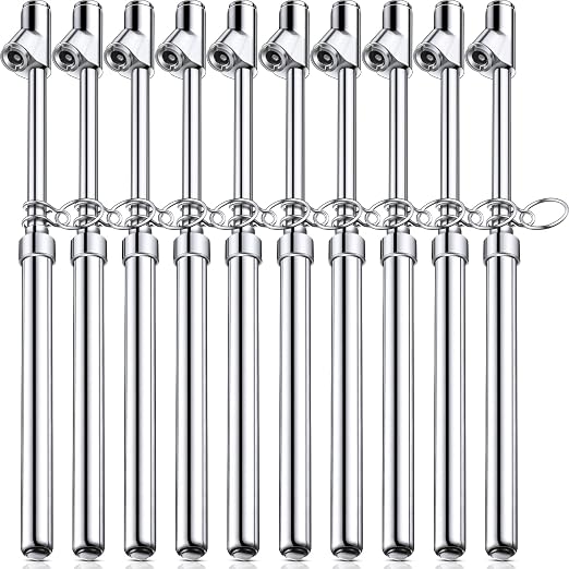 10 Pack Dual Head Tire Pressure Gauge Heavy Duty Air Pressure Tire Gauge for Auto Truck Car RV Van Gage Range 10-150PSI, 1-10Bar (Silver)