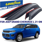 Goodyear Shatterproof Window Deflectors for Jeep Grand Cherokee L 2021-2026, Tape-on Rain Guards, Window Visors, Vent Deflector Visor, Car Accessories, 4 pcs. - GY008886
