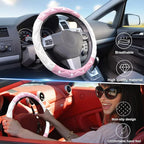 Pink Steering Wheel Cover, Auto Cute Girly Car Interior Accessories Coquette Aesthetic Decoration Stuff