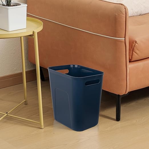 Plastic Small Bathroom Trash Can Wastebasket, 3.5 Gallon, Navy Blue | Compact Sturdy Garbage Can for Bathroom, Laundry Room, Kitchen, Office, Kids Room, Dorm, Durable, Easy to Clean