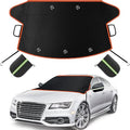 Car Windshield Cover for Ice and Snow, Windshield Snow Cover, Performance Brake Kits with Side Mirrors Cover, Fits Most Cars, Trucks, Vans, SUVs, Orange Strips