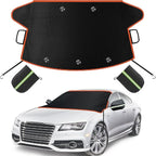 Car Windshield Cover for Ice and Snow, Windshield Snow Cover, Performance Brake Kits with Side Mirrors Cover, Fits Most Cars, Trucks, Vans, SUVs, Orange Strips