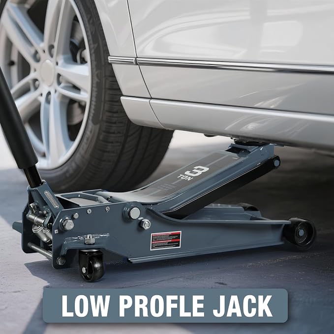 3 Ton Extra Long Reach Floor Jack Hydraulic Low Profile Floor Jack with Dual Piston Quick Lift Pump, Home and Workshop Car Maintenance for Various Vehicles, 3 Ton (6,600 lbs) Capacity, Grey