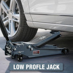 3 Ton Extra Long Reach Floor Jack Hydraulic Low Profile Floor Jack with Dual Piston Quick Lift Pump, Home and Workshop Car Maintenance for Various Vehicles, 3 Ton (6,600 lbs) Capacity, Grey