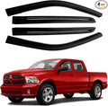 Window Visors Rain Guards for Dodge Ram 1500 Crew Cab 2009-2018/Ram 2500&3500 Crew Cab & Mega Cab 2010-2026/Ram 1500 Classic Crew Cab 2019-2024, Tape-On Side Window Deflectors Vent Visors 4PCS