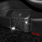Bling Car Trash Can with Lid, Crystal Rhinestones Leakproof Auto Garbage Hanging Container Bin, Multipurpose Diamond Dustbin Storage Organizer, Universal Vehicle Accessories (Black)