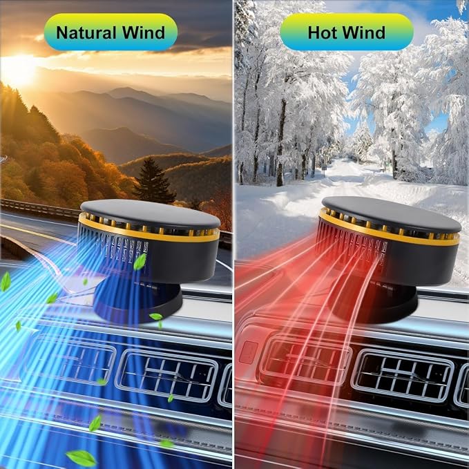 12V Car Heater,Portable Fast Heating Auto Car Heater Defroster Windshield Defogger Automobile Windscreen Heater Plug in Cigarette Lighter 360 Degree Rotary (Orange&Black)