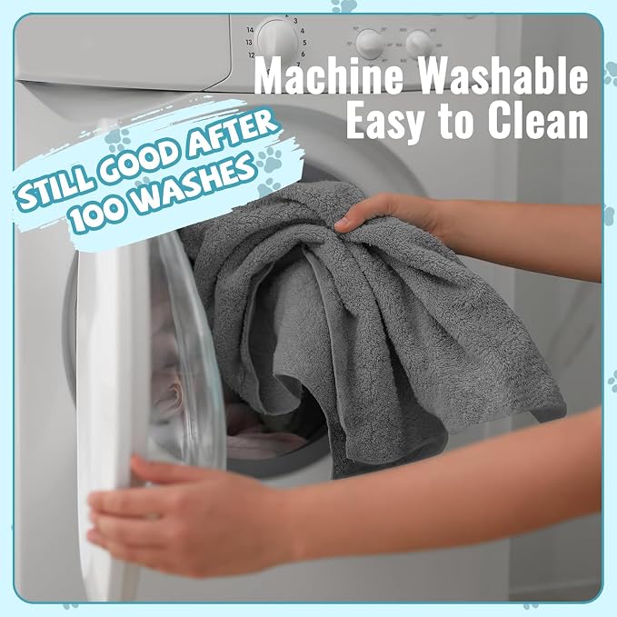 2 Pack Microfiber Dog Towels for Drying Dogs, Super Absorbent and Soft Pet Towels for Dogs or Cats, 40' X23.6'', Pet-Friendly, Perfect for Pets of Different Sizes and Fur Types, Grey