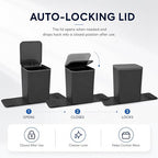 Mini Car Trash Can with Press Lid, Leakproof One-Piece Design, ABS Plastic Garbage Bin with Stainless Steel Spring for Auto Interior (Black)