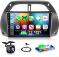 4G+128G Car Radio for Toyota RAV4 2001-2006 Stereo 9 inch in-Cell Screen Full Touchscreen Wireless CarPlay/Android Auto Android 15 Bluetooth DSP FM/RDS GPS WiFi SWC AHD Backup Camera