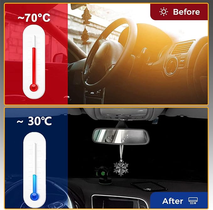 Car Windshield Cover Large Enhanced 600D Oxford Fabric Windshield Frost Cover for Ice and Snow Frost Waterproof Wiper Front Window Protects UV Sunshade Cover for Most Cars SUV Vans (75" x 42")