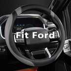 Customized Auto Car Steering Wheel Cover for Ford F-150, F-250, F-350, Expedition (Black+Gray)