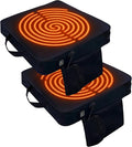 2 Pack Heated Black Stadium Seat Cushions for Bleachers, Extra Thick 2.4" Waterproof 600D Oxford Cushion with Handle & Zipper, Portable Indoor Outdoor for Sports Events, Office Chairs, Beaches