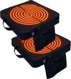 2 Pack Heated Black Stadium Seat Cushions for Bleachers, Extra Thick 2.4" Waterproof 600D Oxford Cushion with Handle & Zipper, Portable Indoor Outdoor for Sports Events, Office Chairs, Beaches