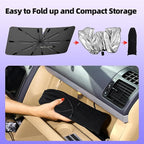 [2026 Upgraded] Windshield Sun Shade Umbrella, Foldable Car Sunshade for Trucks & SUVs with UV Protection, Heat Insulation & Automotive Interior Sun Protection for Outdoor Parking Camping (X-Large)