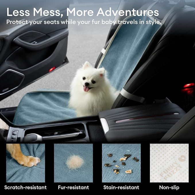 Dog Car Seat Cover for Front Seat, Dog Seat Cove Waterproof, Scratchproof Non-Slip Car Seat Protector, Universal Fit Most Cars, SUVs, Trucks, Blue