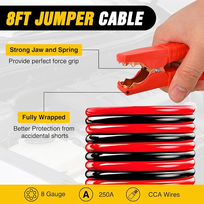 Car Emergency Kit with Jumper Cable, First Aid Kit Safety Assistance Tools for Travel Camping Outdoor Cars Truck SUV RV, Roadside Essentials with Flash Light