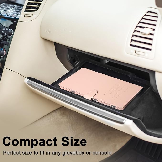 Vehicle Glove Box Organizer - Car Document Holder for Cards, Driver License & Essential Documents, JD-Rose Gold