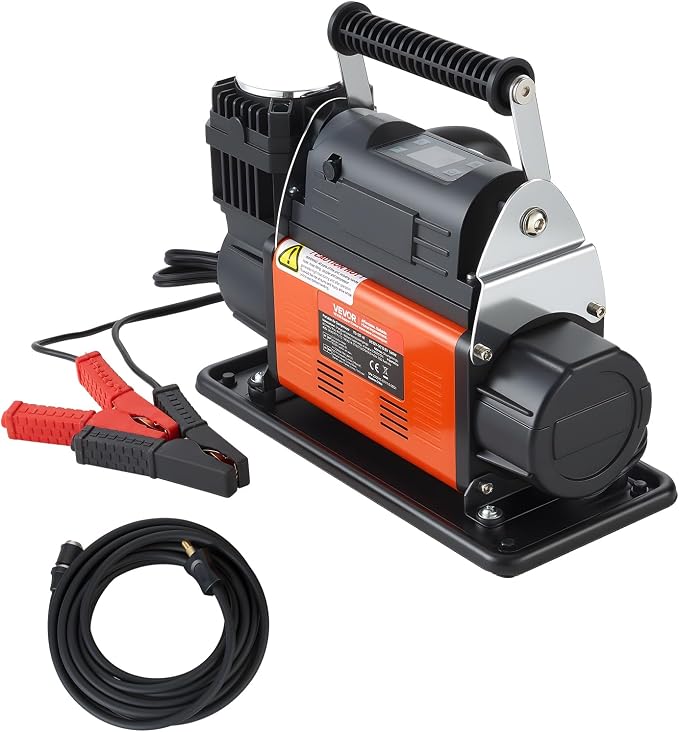 12V Heavy Duty Air Compressor, Auto-Stop Portable Tire Inflator with LCD Digital Display, 7.14 CFM 150PSI Offroad Air Pump with Adapters for Trucks Car SUV 4 x 4 Vehicle RV