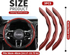 Universal Steering Wheel Cover,Carbon Fiber,3pcs Set(red) | Clip-On Segmented Fit;Carbon Fiber Look;Fits Most 14-16 in Round or D-Shaped Wheels;Easy Wipe Clean;Non Slip;4 Colors