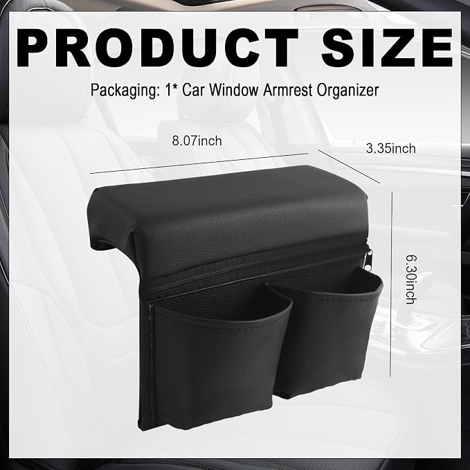 Car Armrest Storage Box for Window,Multi-functional Car Window Armrest Organizer with Storage Pocket for Phone/Tissue/Key,Universal Cars Door Organizer as Cars Elbow Rest Pads (Small)