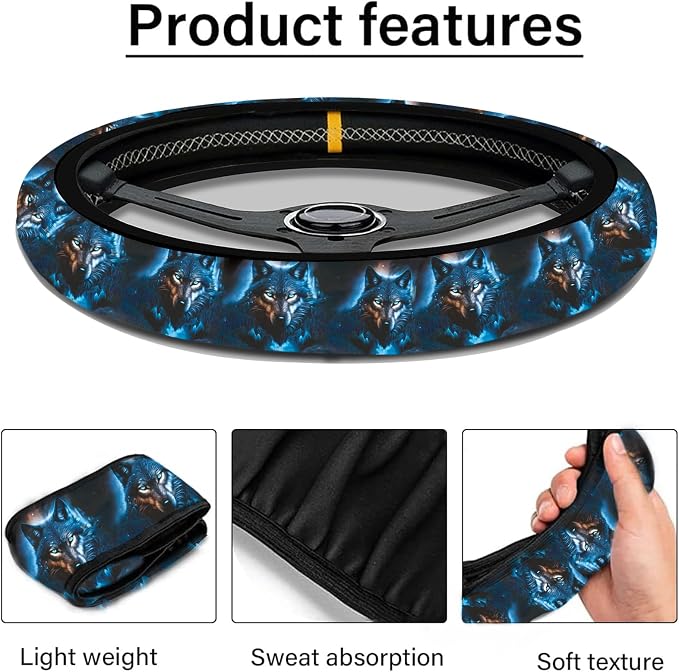 African Style Steering Wheel Cover 15" Universal Neoprene Steering Cover | Western Black Car Accessories Decor Non-Slip Fit Auto SUV Truck, African Gifts for Women Men Birthdays Festivals