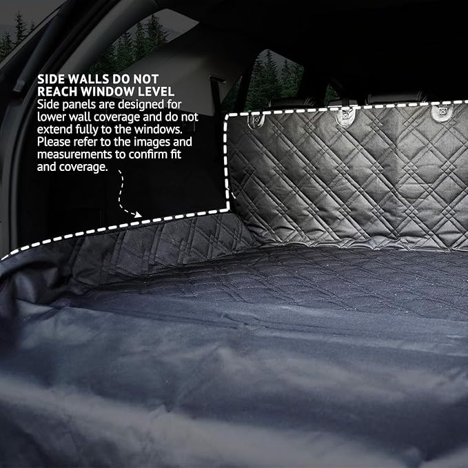 Bulldogology SUV Cargo Liner for Dogs 55"x106" Heavy Duty Pet Trunk Cargo Cover - Dog Car Seat Cover Waterproof Nonslip - Dog Hair, Muddy Paws, Scratches Cover Protector for Cars Vans (X-Large, Black)