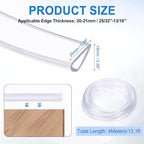 Clear Edge Trim, 13.1Ft Silicone U Channel Edge Protector, Edges Guards Fits 25/32"-13/16" for Car Doors Sheet Metal Parts (1" W x 9/16" H)