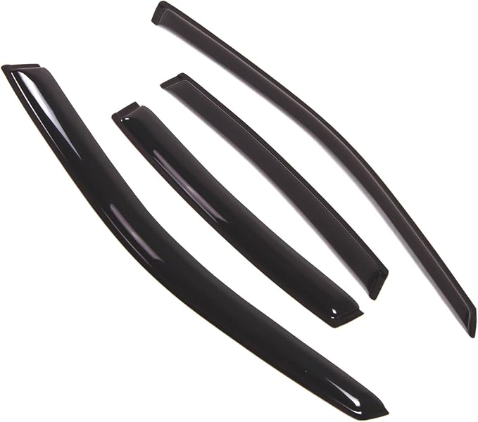WD2-368 Dark Smoke 4 Pcs Set Window Visor (Outside Mount) Deflector Rain Guard Compatible with 2000-2006 Pontiac Bonneville