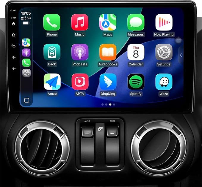 64G Car Radio for Jeep Wrangler JK 2007-2018/Compass/Grand Cherokee, 10.2" Touch Screen Plug and Play Android 13 Car Stereo Wireless Carplay/Android Auto/1080P Backup Camera/AM & FM/Canbus
