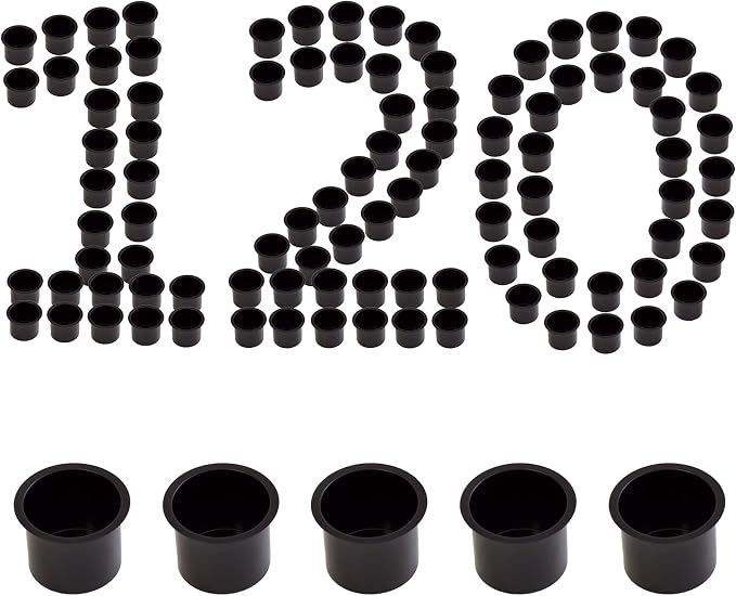 GSE Games & Sports Expert Jumbo Aluminum Cup Holder, Drop-in Cup Holder for Casino Poker Tables, Work Desks, Boats, RVs, Cars & Trucks (Black, 120-Pack)