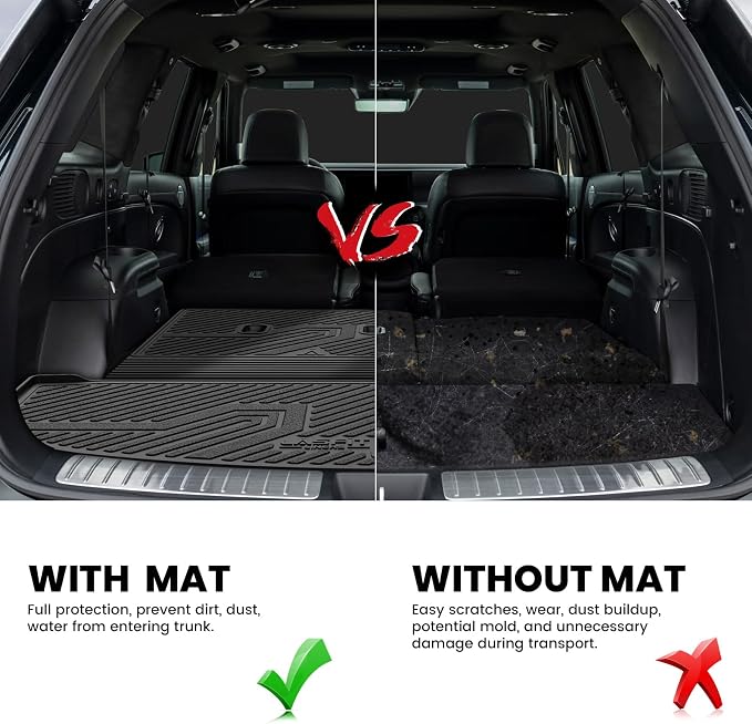 Cargo Trunk Mat & Backrest Mats for Hyundai Palisade 2026 All Weather TPE Custom Fit Car Trunk Mats Cargo Liner & Seatback Mats Accessories, Black