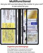 Car Registration & Insurance Card Holder Leather Auto Glove Box Organizer Document Wallet with Magnetic Shut