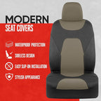 Waterproof Car Seat Covers Full Set – Black & Beige Seat Covers for Car Front & 60/40 Split Back Bench - Carseat Cover for Trucks, SUV - Universal Fit for Most Regular Size Vehicles