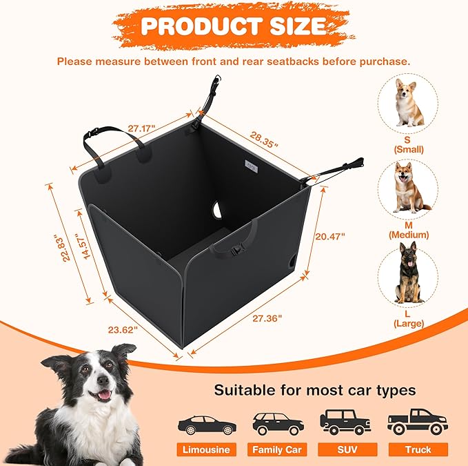 Half Dog Car Seat Cover for Back Seat - Waterproof Dog Half Hammock for Cars,Scratchproof Pet Backseat Protector,Perdurable,Non-Slip Booster Seat for Small,Medium and Large Dogs