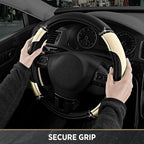 Leather Steering Wheel Cover - Made with PVC Leather - Anti-Slip, Universal Fit 14 1/2 inches to 15 inches - Milky White