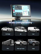 9" Wireless Apple Carplay Screen for Car, Portable Car Play Screen for Car & Android Auto, 4K Dash Cam, 1080p Backup Camera, GPS Navigation, Car Audio Receivers Mirror Link, Bluetooth, FM, Siri