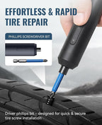Tire Repair Kit with Tire Plugs Screw Type, Heavy Duty Flat Tire Puncture Repair Nail Kit for Car, Truck, Motorcycle, SUV, ATV, Tractor