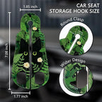 2PCS Car Seat Back Storage Headrest Hooks, Black Cat Floral Purse Holder Bags Hanger, PU Leather Double Metal Hook for Backseat Organizer, Women Car Accessories Organization