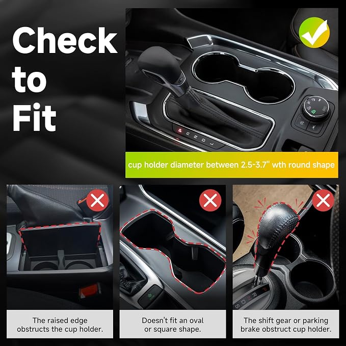 Large Cup Holder Expander with Expandable Arms, Fits 2.5-5.9" Bottles | Cup Holder Adapter Fits Owala/YETI/Hydro Flask/Stanley 12–64 oz; Most Large Bottles; Compatible with Round Cup Holders