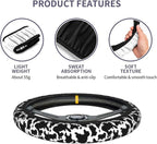Cow Steering Wheel Covers Non Slip Neoprene Steering Wheel Protector Cover Universal 15 Inch for Men Women Car Truck