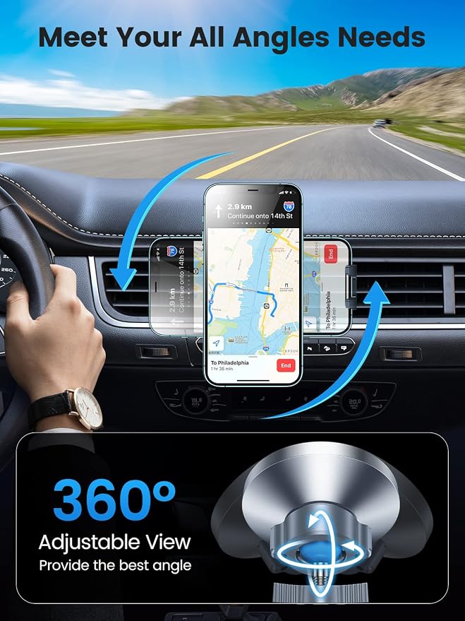 for MagSafe Car Mount [Upgraded Strongest Magnet Power] Magnetic Phone Holder for Car Vent 360 Adjustable Magnetic Car Phone Holder Mount for iPhone 16 Pro Max 15 14 13 12 Plus Mini