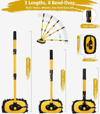 Car Wash Kit, Extendable Car Wash Brush Mop with Long Handle, 5pcs Detailing Brush, 1pc Wheel Brush and Microfiber Towel Car Cleaning Kit Supplies Accessories, Ginger