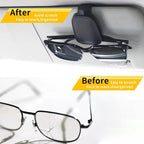 Magnetic Leather Sunglasses Holder for Car, 2 Packs (Black) | Magnetic Car Visor Accessories