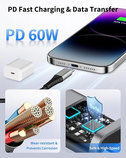 Coiled USB C to USB C Cable 3FT, 2Pack Retractable Car Charger Cord Type C to C Cable Fast Charging for iPhone 17 16 15 Pro Max, iPad, MacBook, Samsung Galaxy S23 S24, USBC to USBC Cables for Car