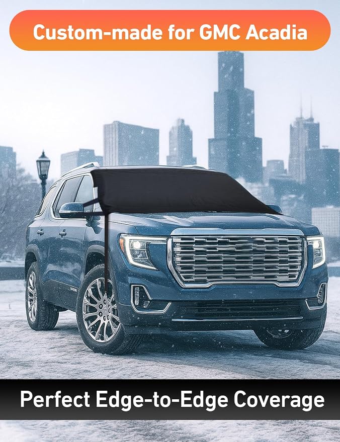 Car Snow Cover Compatible for GMC Acadia | Windshield Cover for Ice and Snow with S-Hook Straps | Heavy-Duty 600D Oxford Winter Car Cover, Waterproof & Anti-Slip