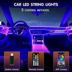 Interior Car LED Strip Lights Car Accessories APP Control with Remote 5 in 1 Music Sync Color Change RGB Ambient Lighting Kit with 275 inches Fiber Optic USB Charger Light Strips Decorations