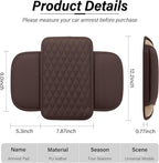 Car Center Console, Upgraded Leather Car Armrest Cushion with 2 Storage Pockets, Universal Waterproof Cushion Pad, Non-Slip Car Interior Accessories, Fits Most Sedans SUVs Trucks (Brown)