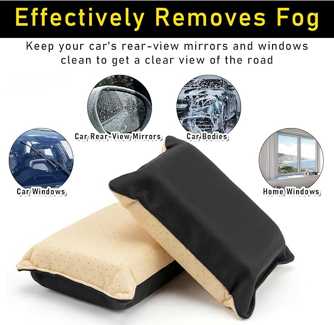 2pcs Window Defogger Sponge Car Windshield Cleaner Absorbent Glass Defogger Cleaning Sponge for Streak Free Glass Cleaning Sponges for Car Window Vessels Bathroom Mirrors Foggy Surface